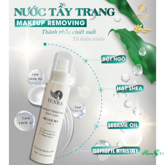 Nước Tẩy Trang Làm Sạch Sâu Dịu Nhẹ Makeup Removing Stem Cells Venra 120ml