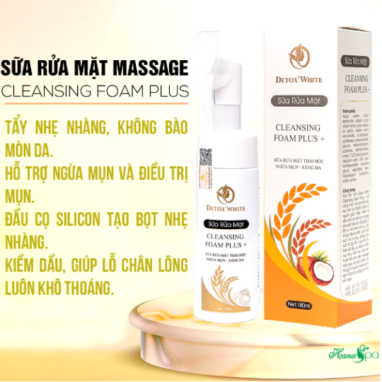 Sữa Rửa Mặt Có Đầu Cọ Massage Thải Độc Ngừa Mụn Sáng Da Detox White Hương Thảo Group 180ml