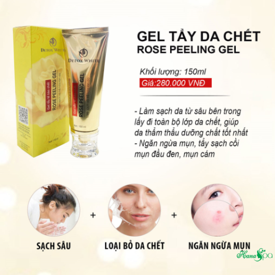 Gel Tẩy Da Chết Cho Da Mặt Detox White Rose Peeling Tuýp 150ml