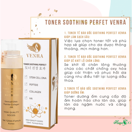 Toner Tế Bào Gốc Soothing Perfect Venra 120ml - Cấp Và Dưỡng Ẩm Cho Da, Se Khít Lỗ Chân Lông, Giúp Da Sáng Mịn