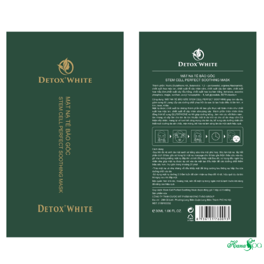 Mặt Nạ Tế Bào Gốc Xanh Stem Cell Perfect Soothing Mask Detox White (1 Miếng)