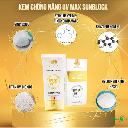 Kem Chống Nắng Sunblook UV Max SPF 55+ PA ++++ Venra 50ml